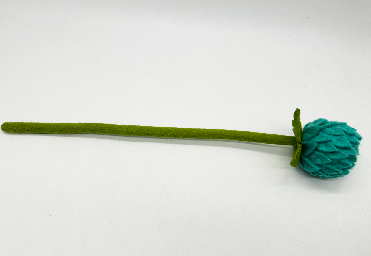 Handmade Teal Felt Artichoke  - Natural Wool Floral Decor